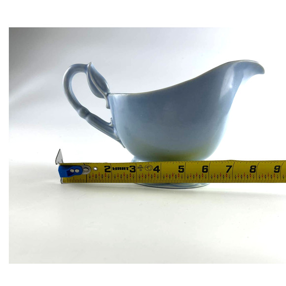 Vtg Vernon Kilns Native California Pottery Ceramic Gravy Boat Blue Leaf Pattern - Picture 9 of 12